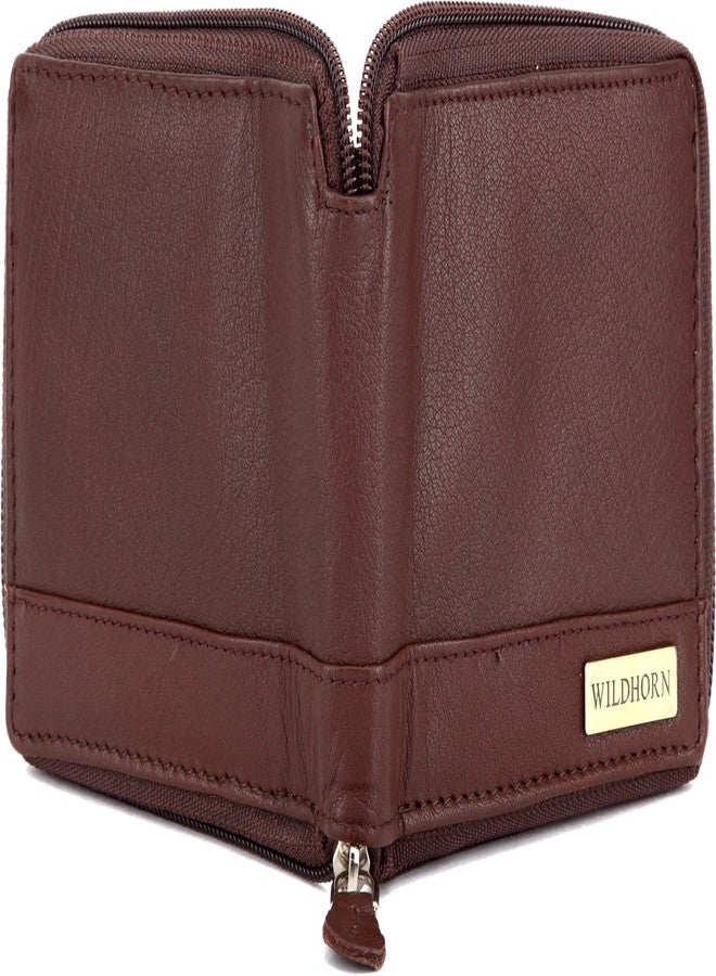 وايلدهورن محفظة رجالية من الجلد الطبيعي عالي الجودة من WildHorn®، مزودة بتقنية الحماية من تحديد الهوية بموجات الراديو (بني) - Image 5